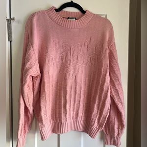 Vintage Pink Crewneck Knit Sweater Pullover Jumper Size L Southern Lady